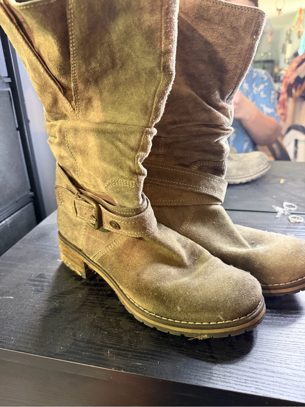 Clarks Brown Suede Mid-Calf Slouch Boots